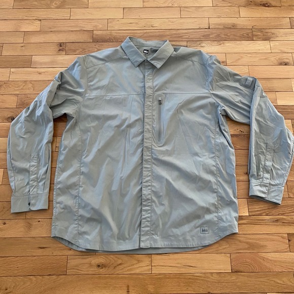Rei Co-Op Other - REI Mens XL Gray Sahara Technical Hiking Shirt Long Sleeve Roll Tab Ventilated